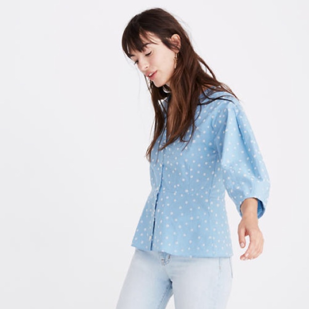 Florentine Peplum Top in Inkspot Dots